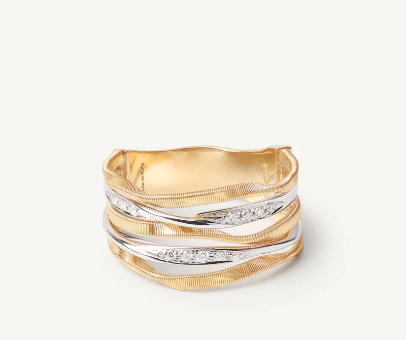 Ring in 18kt Gelbgold und Weißgold gefertigt mit Diamanten – Bild 2