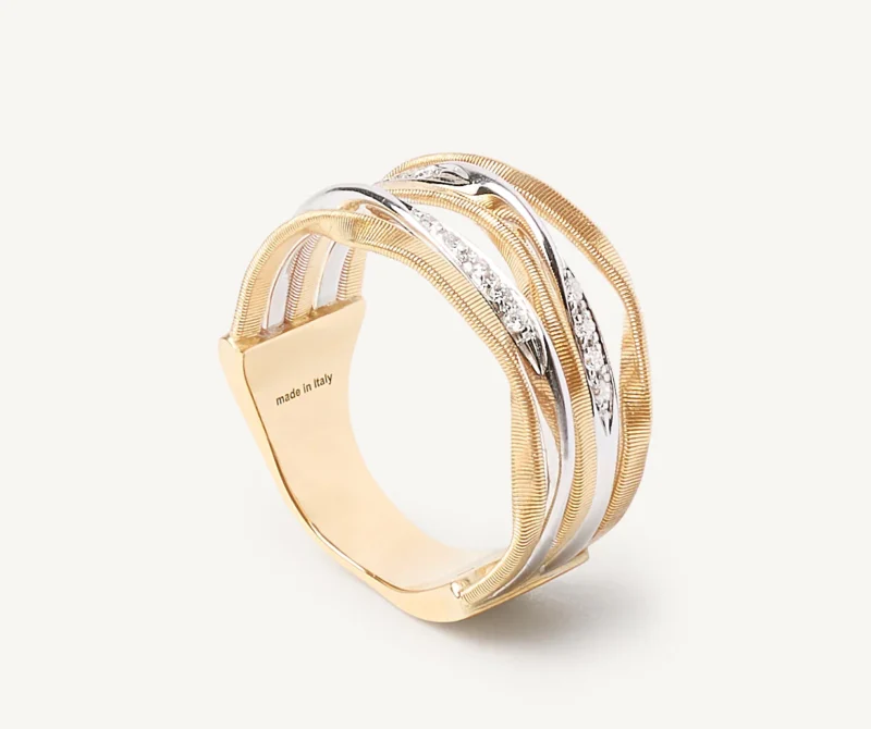 Ring in 18kt Gelbgold und Weißgold gefertigt mit Diamanten