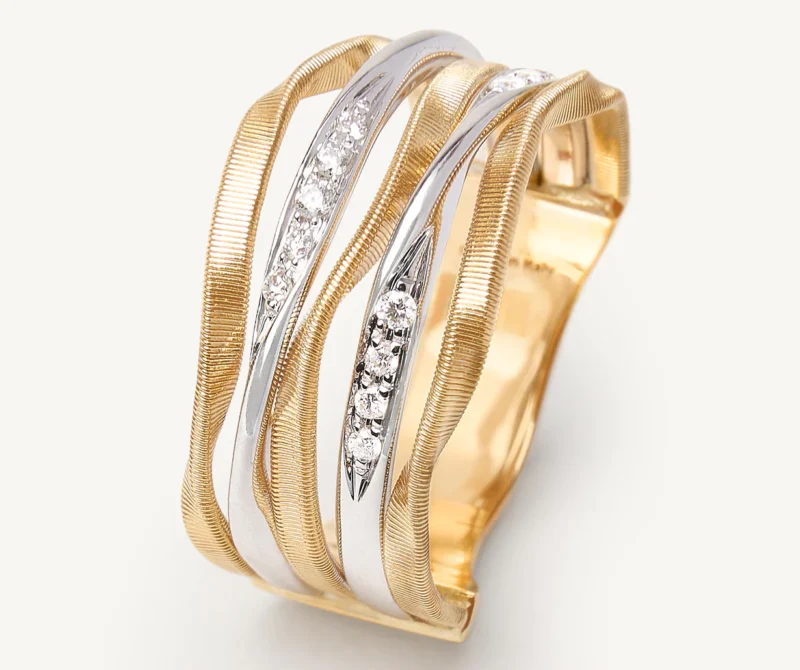 Ring in 18kt Gelbgold und Weißgold gefertigt mit Diamanten – Bild 4