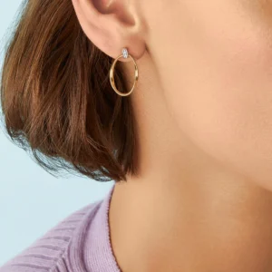 Ohrschmuck in 18kt Gelbgold und Weißgold gefertigt mit Diamant – Bild 3
