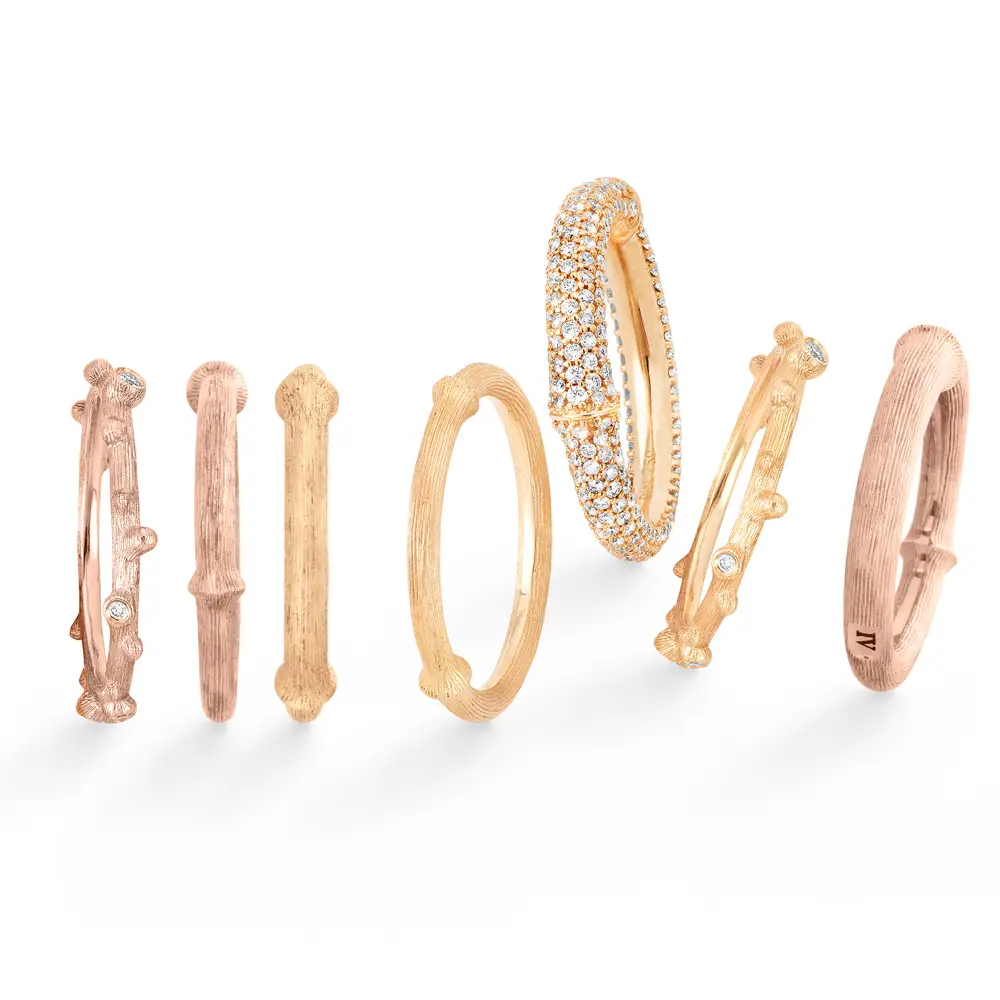 Ring Nature in 18kt Rotgold mit 5 Diamanten – Bild 2