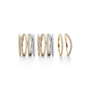 Ring Love Band gerade 18kt Gold mit weißen Diamanten – Bild 2