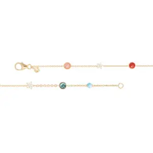 Armband aus der Kollektion Shooting Stars in 18kt Gelbgold mit Türkis, London blue Topas, Mondstein, Koralle und Diamanten