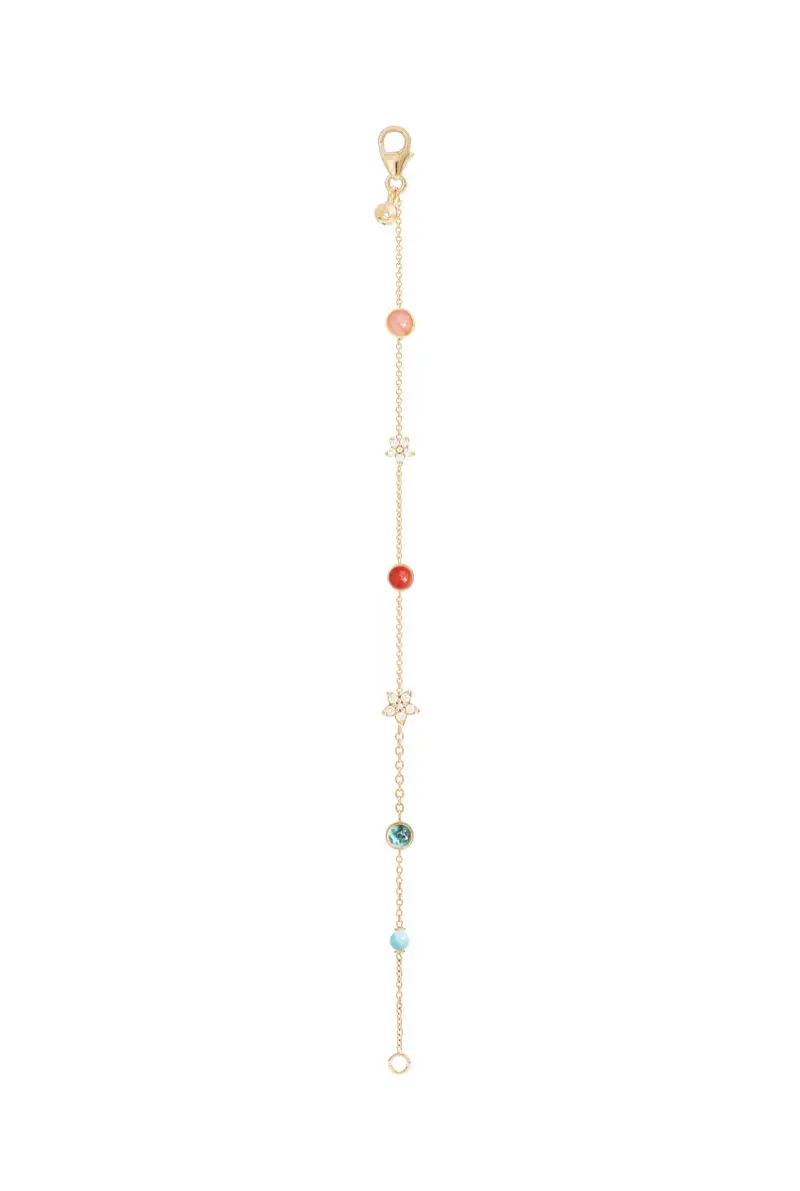 Armband aus der Kollektion Shooting Stars in 18kt Gelbgold mit Türkis, London blue Topas, Mondstein, Koralle und Diamanten – Bild 2